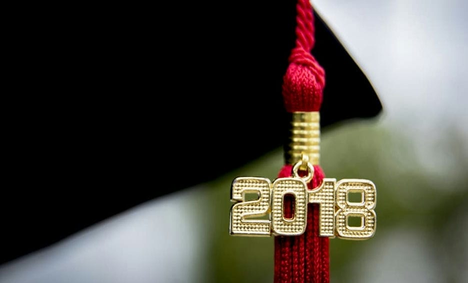 A graduation cap with year 2018 tassel