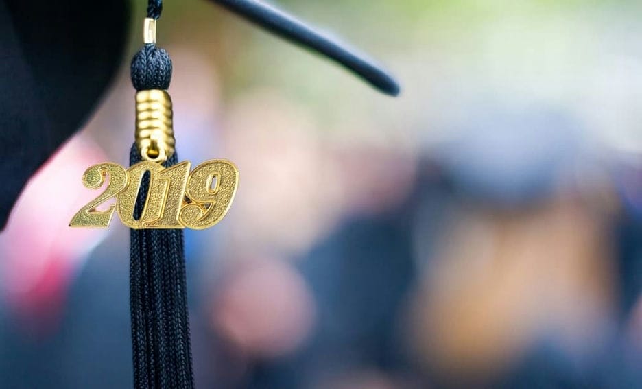 A graduation cap with year 2019 tassel