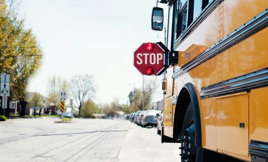 School bus with stop sign